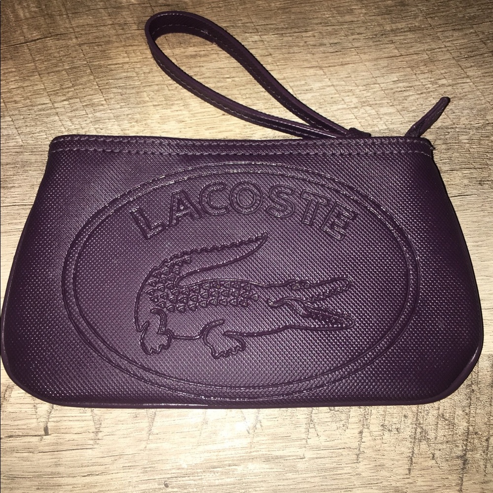 LACOSTE Eggplant Purple Zipper Wristlet-Immaculate